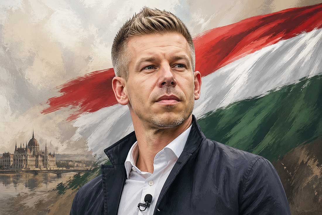 Magyar Péter. Mesterséges intelligenciával készített illusztráció. Forrás: ChatGPT